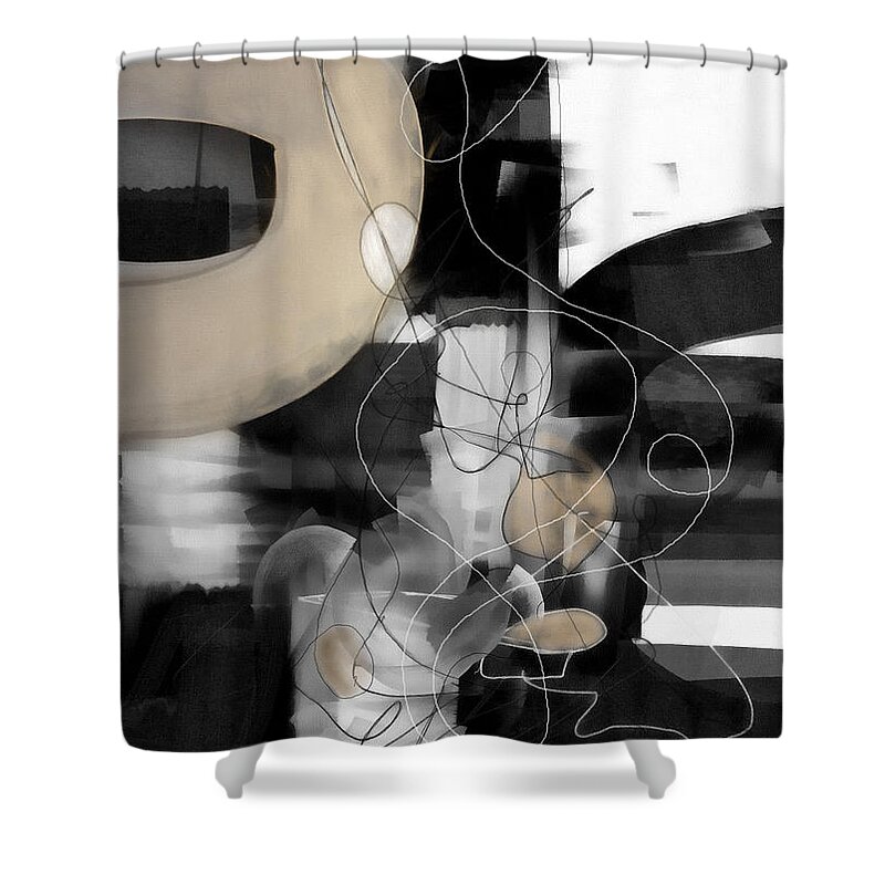 Abstract Shower Curtain featuring the painting Sunday Morning Large Modern Black And White Abstract Painting by Modern Abstract