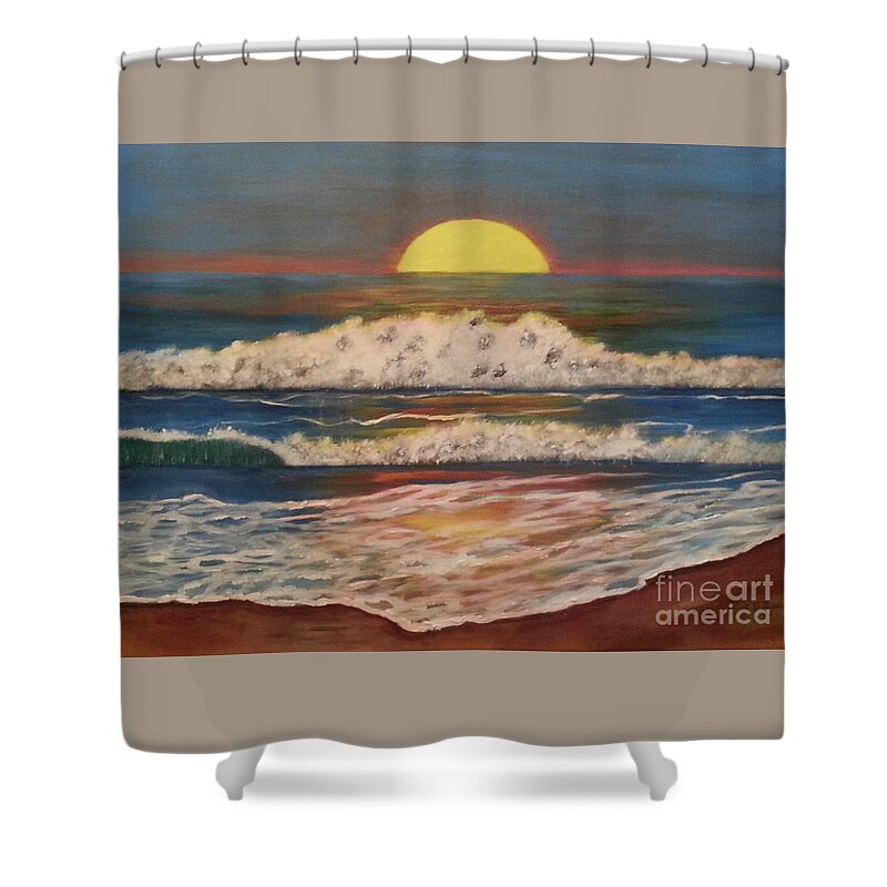 Sundown Shower Curtain featuring the painting Beach Sunset by Elizabeth Mauldin