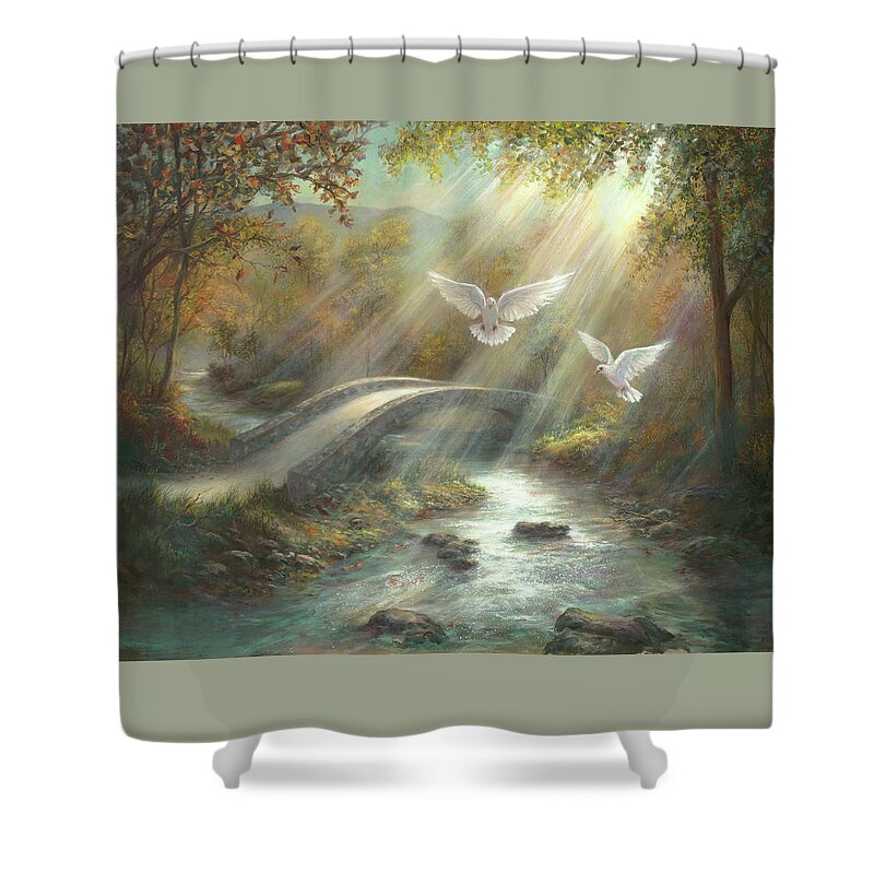 Dove Shower Curtain featuring the painting Sunlight Kisses by Lynne Pittard