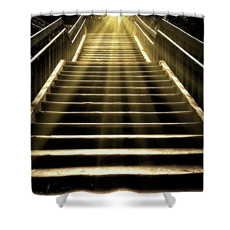 Tranquility Shower Curtain featuring the photograph Sunray Stairs by Denise Taylor