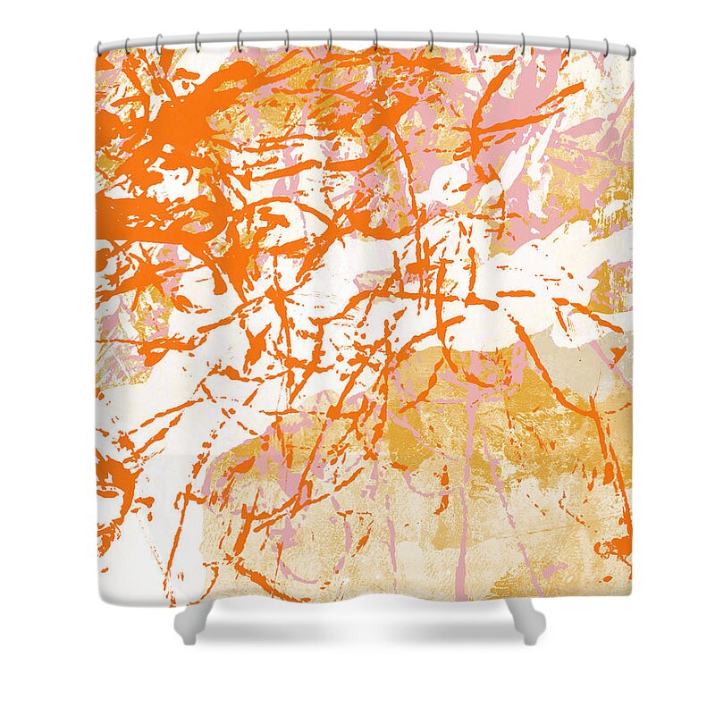 Abstract Shower Curtain featuring the painting Sunrise 2- Abstract Art by Linda Woods by Linda Woods