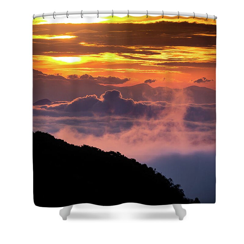 Sunrise Shower Curtain featuring the photograph Sunrise above the Smokey Mountains by Randall Allen