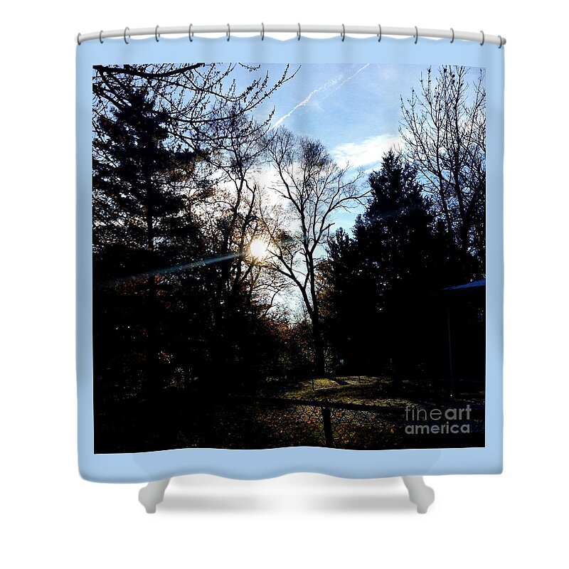 Nature Shower Curtain featuring the photograph Sunrise Over the Fence by Frank J Casella