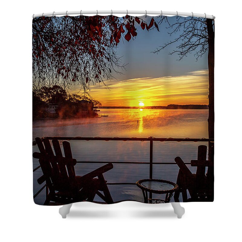 Dave Wagenblatt Shower Curtain featuring the photograph Sunrise at Waters Edge by David Wagenblatt