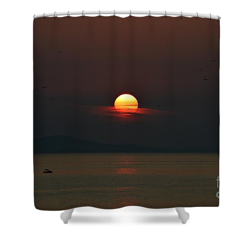 Sunset Shower Curtain featuring the photograph Sunset @ Zadar by Thomas Schroeder