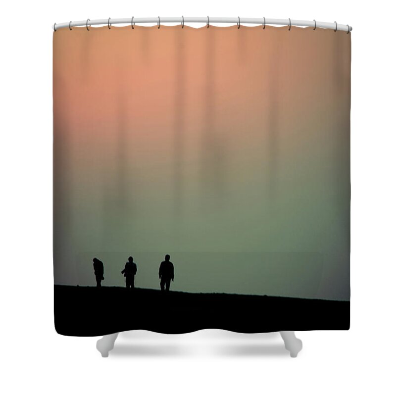 Taiwan Shower Curtain featuring the photograph Sunset And The Three Men by Sen Lin Photography