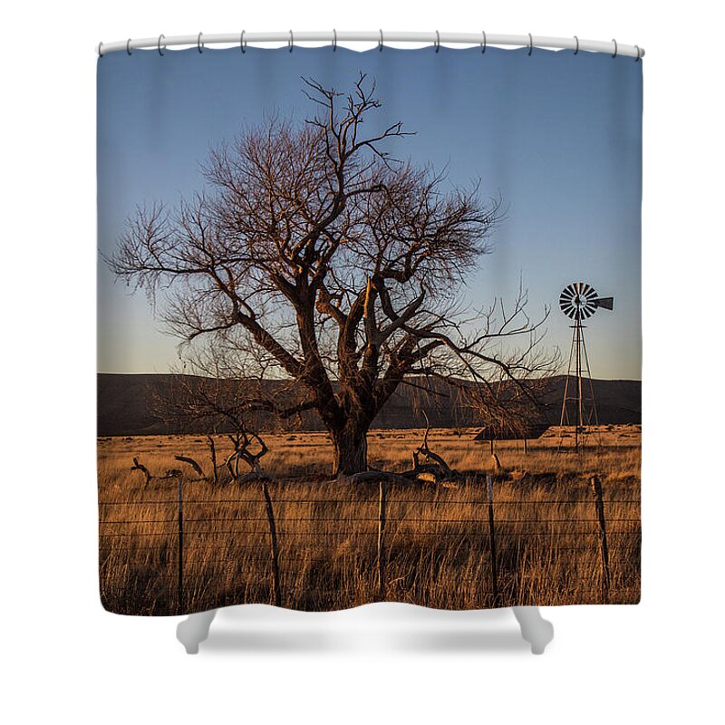Gold Hour Shower Curtain featuring the photograph Sunset at Brooks Ranch Rd. by Joe Kopp