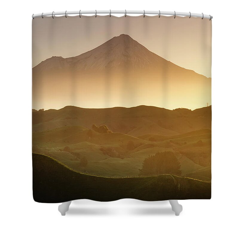 Scenics Shower Curtain featuring the photograph Sunset At Mt.ekmont by Coolbiere Photograph