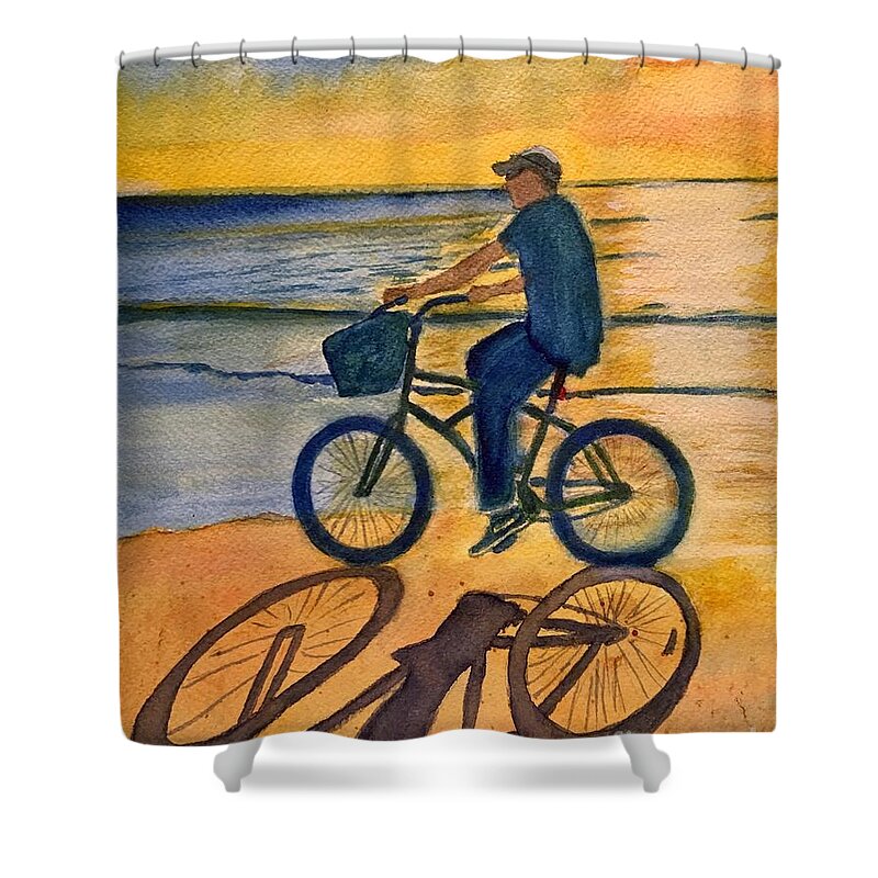 Landscape Shower Curtain featuring the painting Sunset at Siesta Key by Sue Carmony