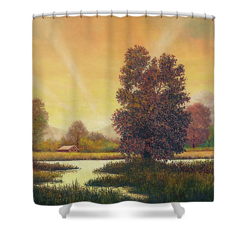 Landscape Shower Curtain featuring the painting Sunset Color by Douglas Castleman