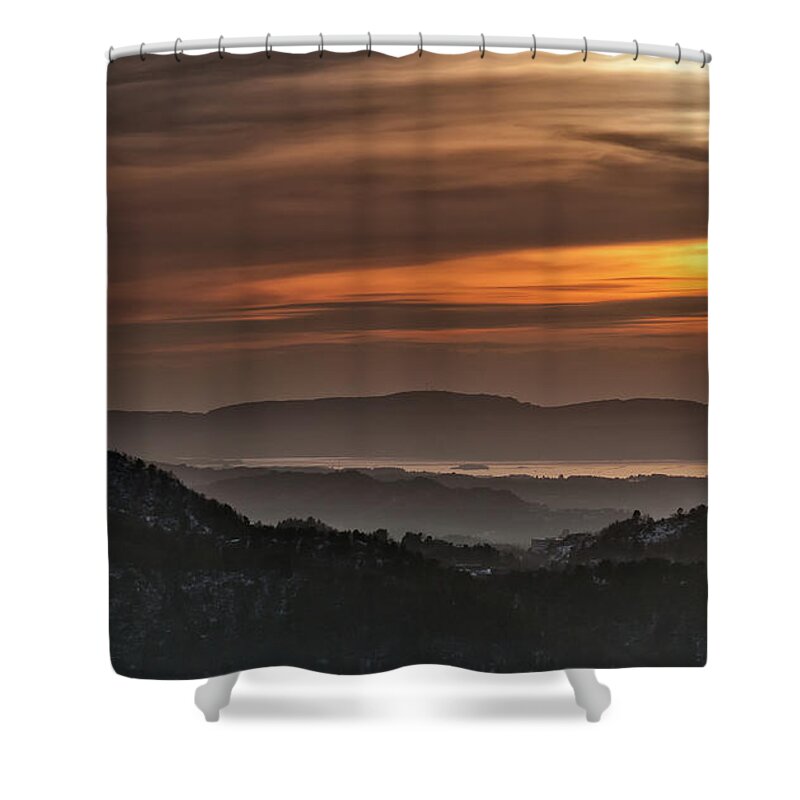 Scenics Shower Curtain featuring the photograph Sunset by F. Verhelst, Papafrezzo Photography