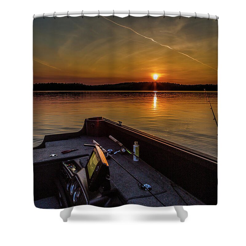 Sunset Fishing Dog Lake Shower Curtain featuring the photograph Sunset fishing Dog Lake by Joe Holley