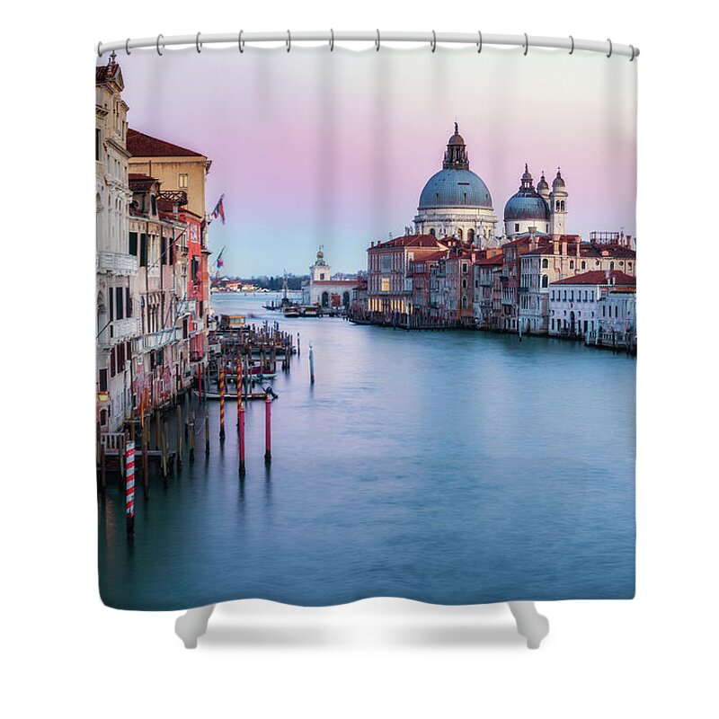 Sunset From Ponte Dell'accademia Shower Curtain featuring the photograph Sunset from Ponte dell'Accademia by Randy Lemoine