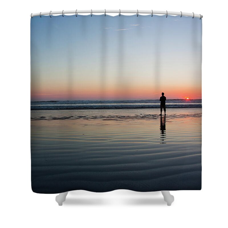 Young Men Shower Curtain featuring the photograph Sunset by Ianmcdonnell