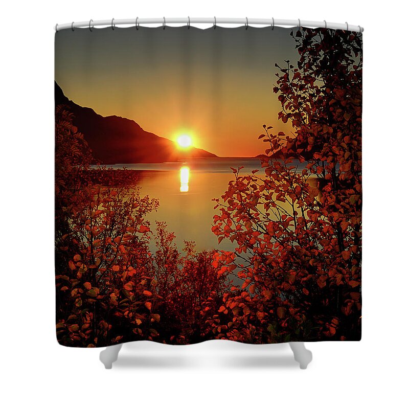 Tranquility Shower Curtain featuring the photograph Sunset In Ersfjordbotn by John Hemmingsen