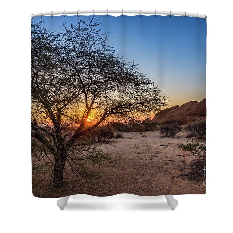Sunset Shower Curtain featuring the photograph Sunset in Spitzkoppe, Namibia by Lyl Dil Creations
