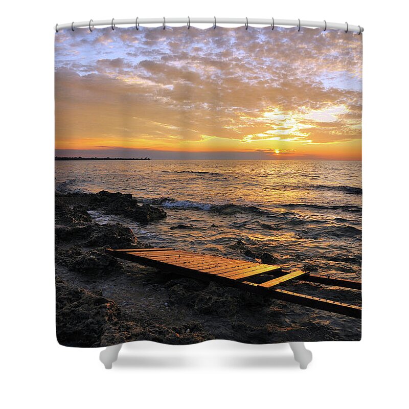 Tranquility Shower Curtain featuring the photograph Sunset by K. Kalomiris