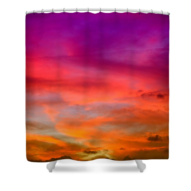 Orange Color Shower Curtain featuring the photograph Sunset by Kertlis