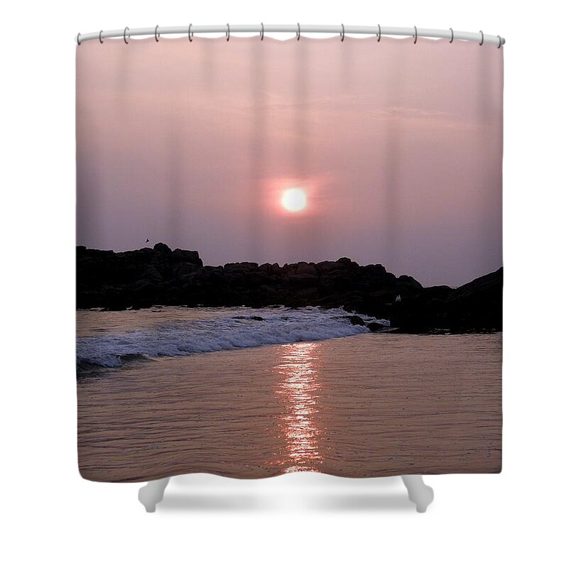 Scenics Shower Curtain featuring the photograph Sunset Kovalam Beach Kerala - India by Balaji Chennai