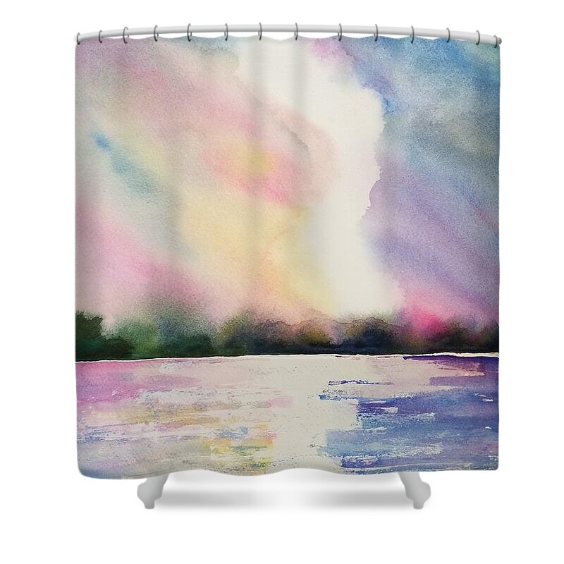 Sunset Shower Curtain featuring the painting Sunset of Your Dreams by Ann Frederick