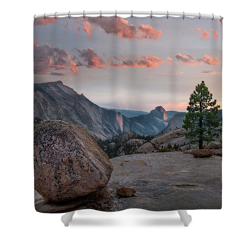 00574865 Shower Curtain featuring the photograph Sunset On Half Dome From Olmsted Pt by Tim Fitzharris