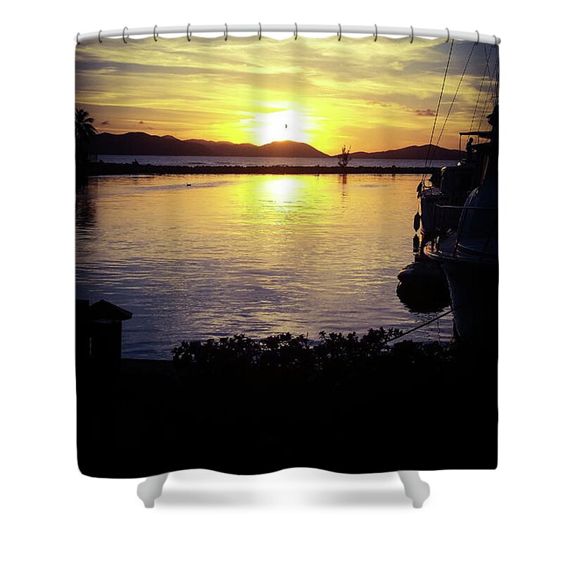 Ocean Shower Curtain featuring the photograph Sunset on the Ocean by Elizabeth M