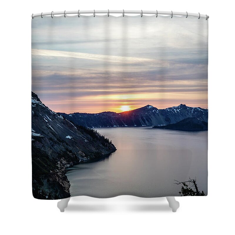 Photosbymch Shower Curtain featuring the photograph Sunset over Crater Lake by M C Hood
