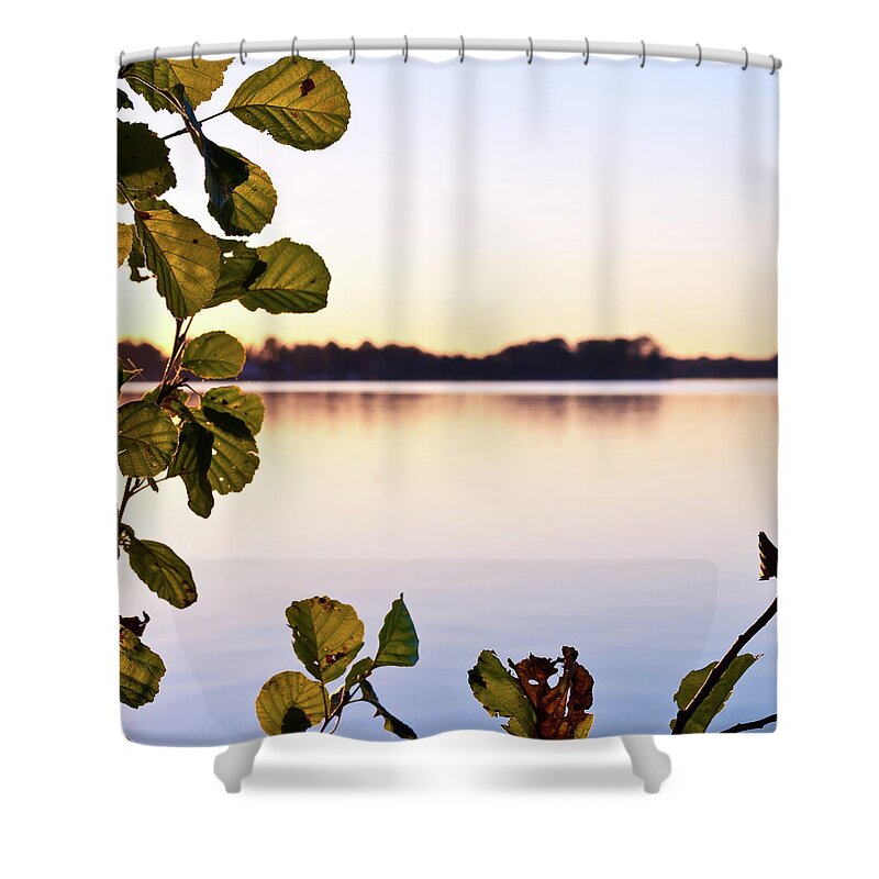 Tranquility Shower Curtain featuring the photograph Sunset Over Lake Hjalmaren by Christian Lundgren