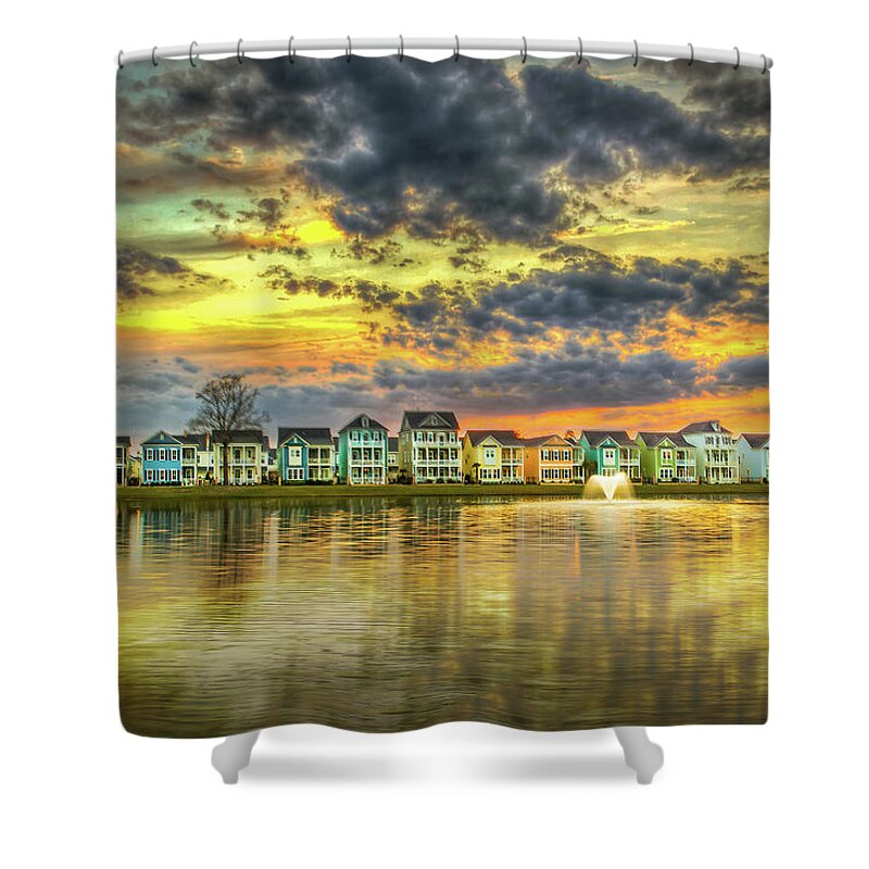 Market Commons South Carolina Shower Curtain featuring the photograph Sunset over Market Commons by Joe Granita