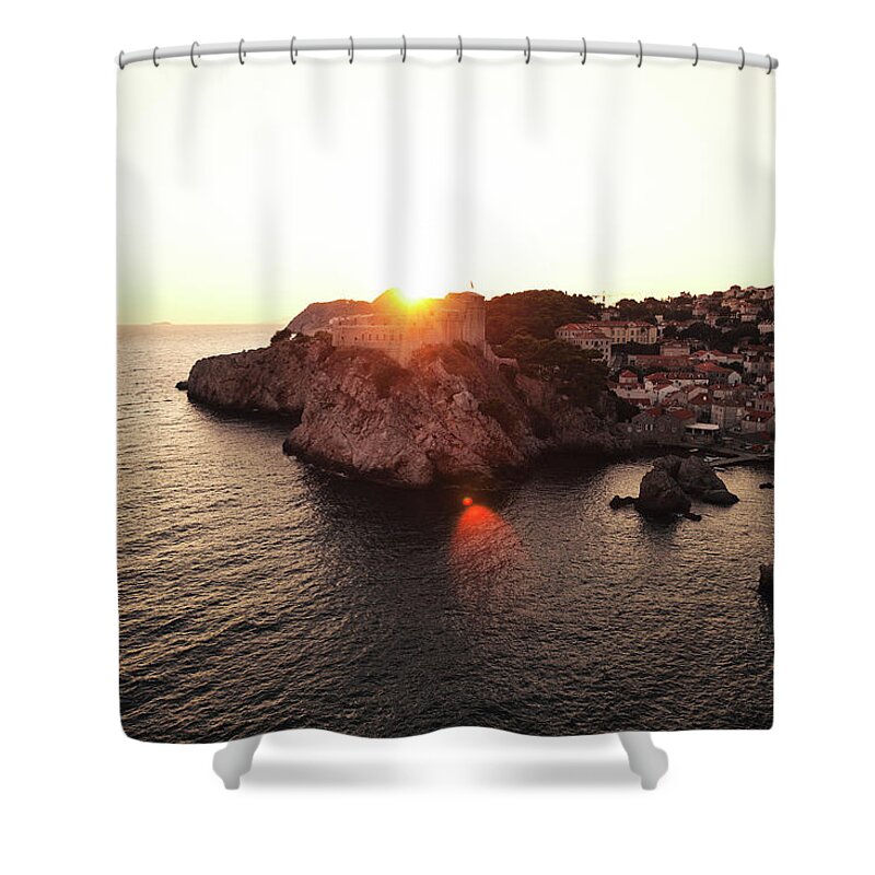 Tranquility Shower Curtain featuring the photograph Sunset Over Old Town Dubrovnik by Licensed By Kelven Ng