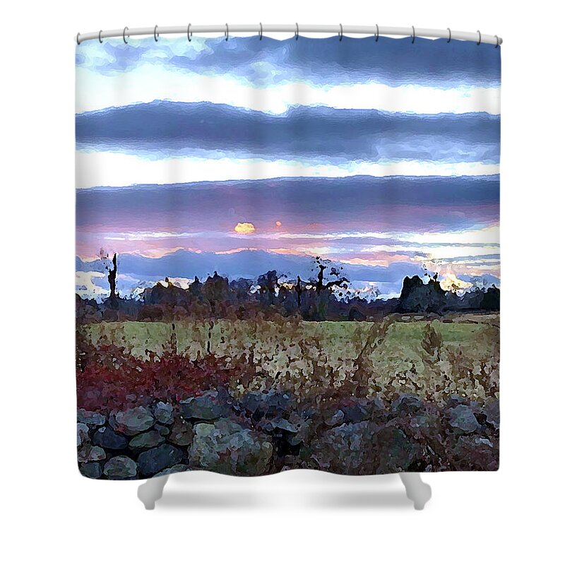 Sunset Shower Curtain featuring the photograph Sunset Over Sheep Pasture by Tom Johnson