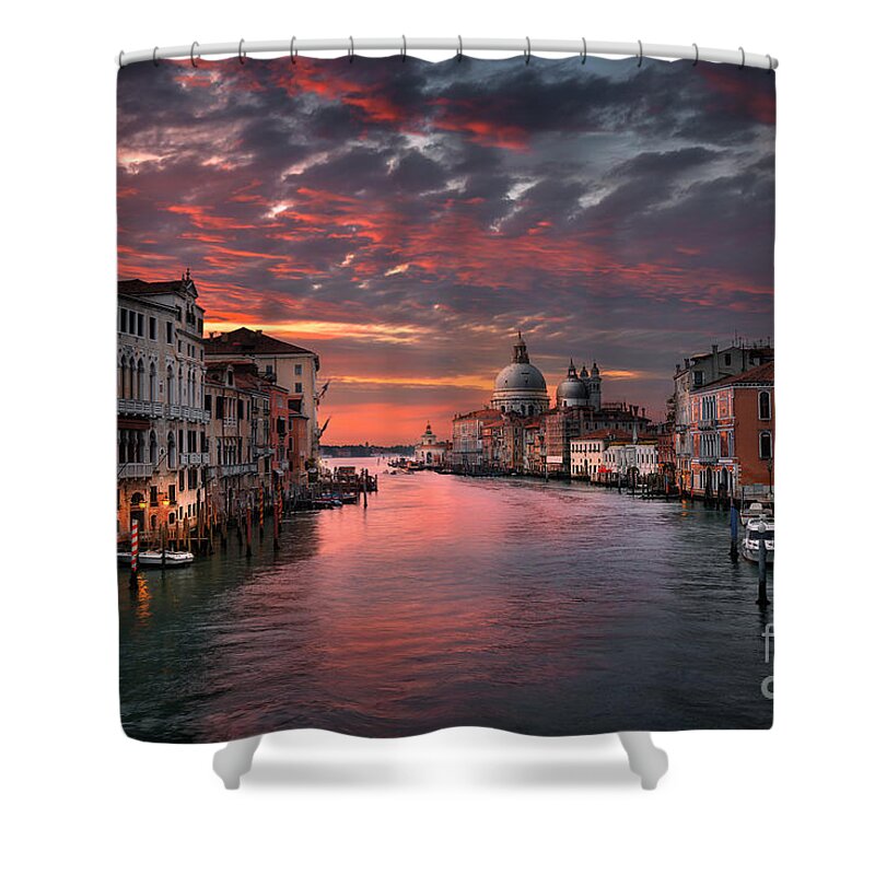 Built Structure Shower Curtain featuring the photograph Sunset Over Venice, Italy by İlhan Eroglu