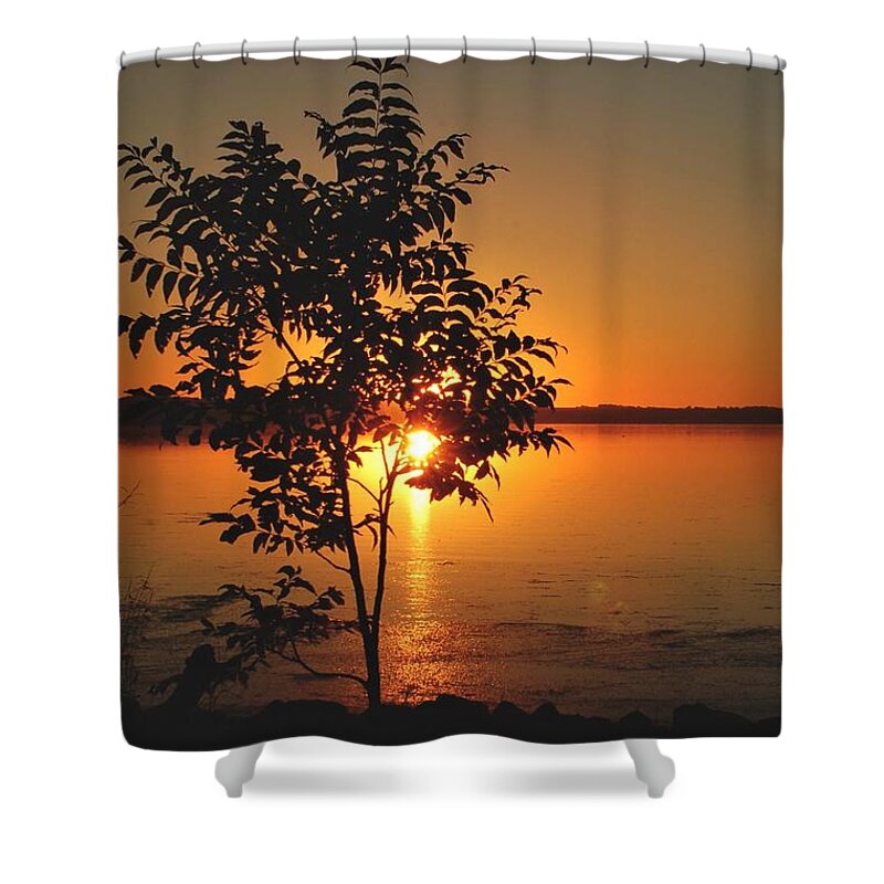 Sunset Shower Curtain featuring the digital art Sunset Painting by Sandra J's