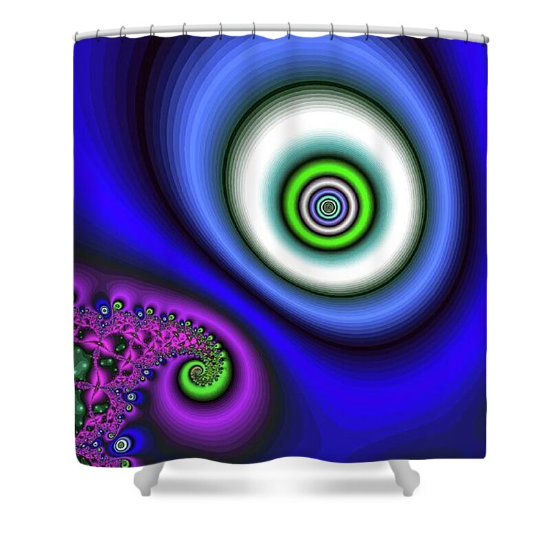 Fractal Shower Curtain featuring the digital art Super Hurricane Eye Dark Blue by Don Northup
