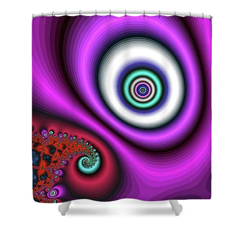 Fractal Shower Curtain featuring the digital art Super Hurricane Eye Magenta by Don Northup
