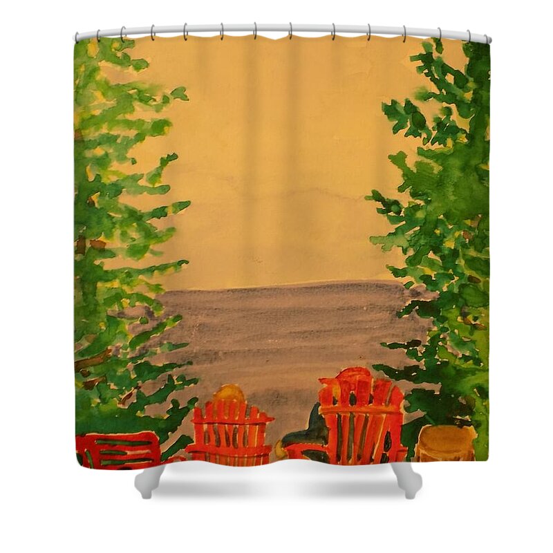Lake Superior Shower Curtain featuring the painting Superior View by Rodger Ellingson