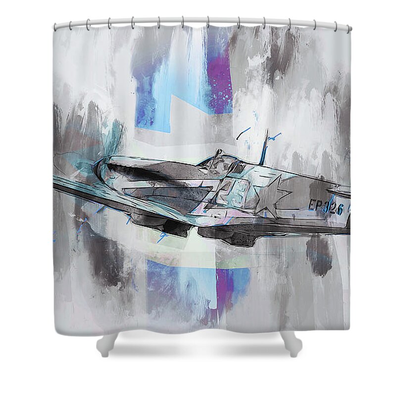 Spitfire Shower Curtain featuring the painting Supermarine Spitfire - 37 by AM FineArtPrints