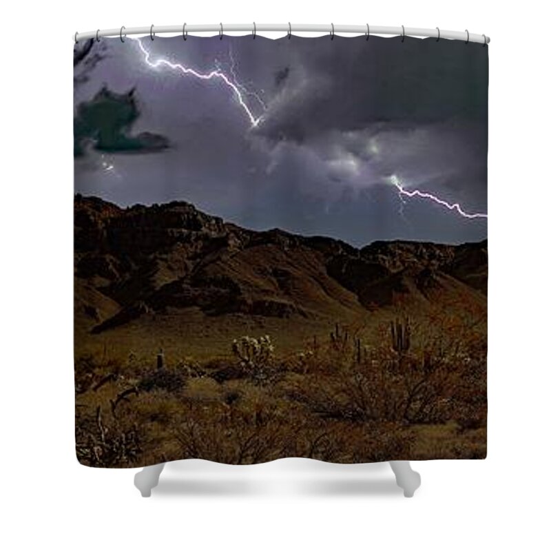 Monsoon Shower Curtain featuring the photograph Superstition Storm by Hans Brakob