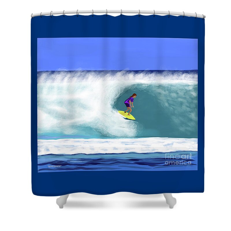 Surfer Girl Shower Curtain featuring the digital art Surfer Girl by Annette M Stevenson