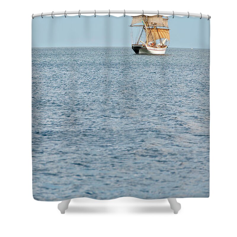 Sweden Shower Curtain featuring the photograph Sweden, Simrishamn, View Of Old Sailing by Westend61