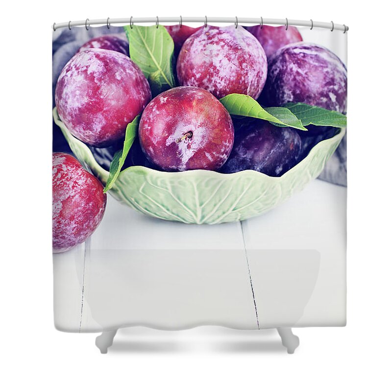 Plums Shower Curtain featuring the photograph Sweet Plums by Stephanie Frey