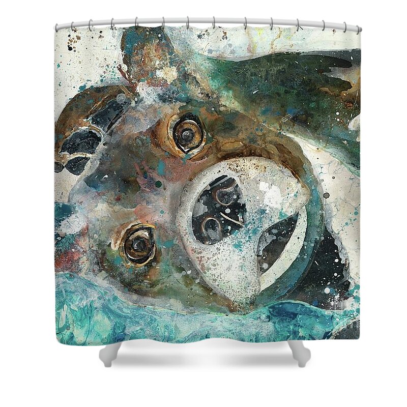 Dog Art Shower Curtain featuring the painting Sweet Surrender by Kasha Ritter