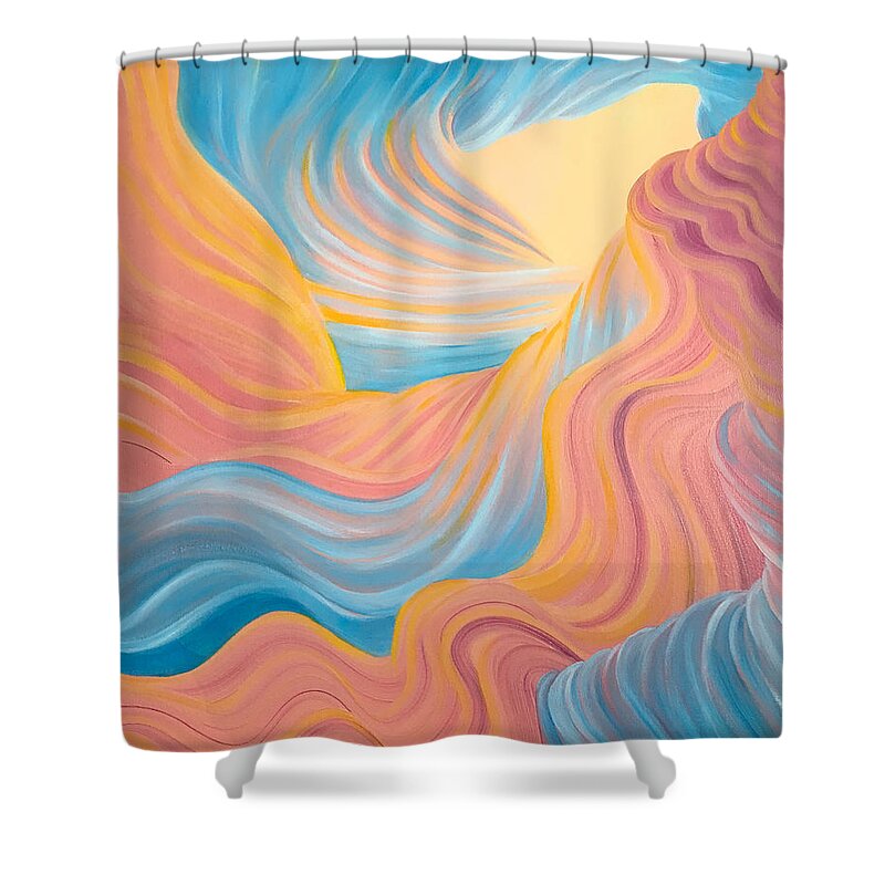 Ginny Gaura Shower Curtain featuring the painting Swimming in Your Heaven by Ginny Gaura