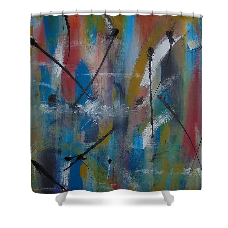 Expressionism Shower Curtain featuring the painting Swimming Thoughts by Antonio Moore