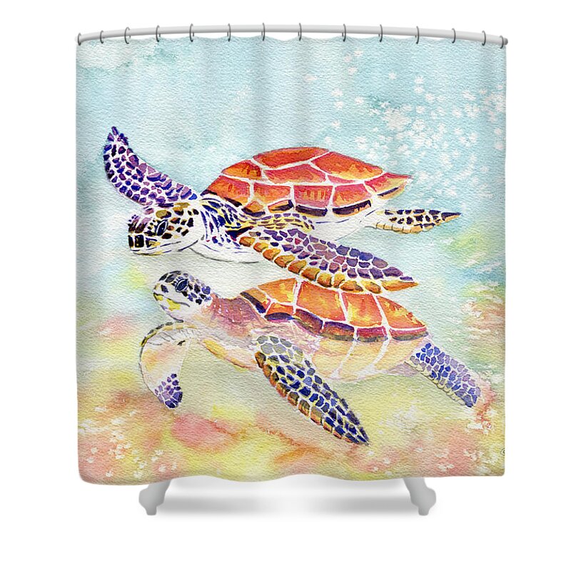 Swimming Together - Sea Turtle Shower Curtain