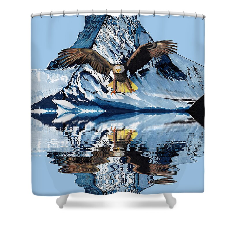 Eagle Shower Curtain featuring the drawing Swooping Eagle by Bill Richards