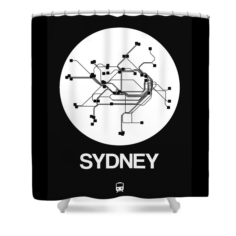 Sydney Shower Curtain featuring the digital art Sydney White Subway Map by Naxart Studio