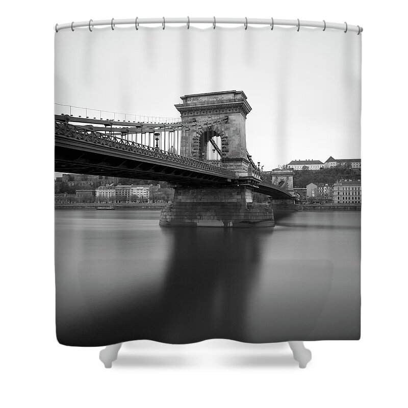 Tranquility Shower Curtain featuring the photograph Szechenyi Chain Bridge And Danube by Alex Holland
