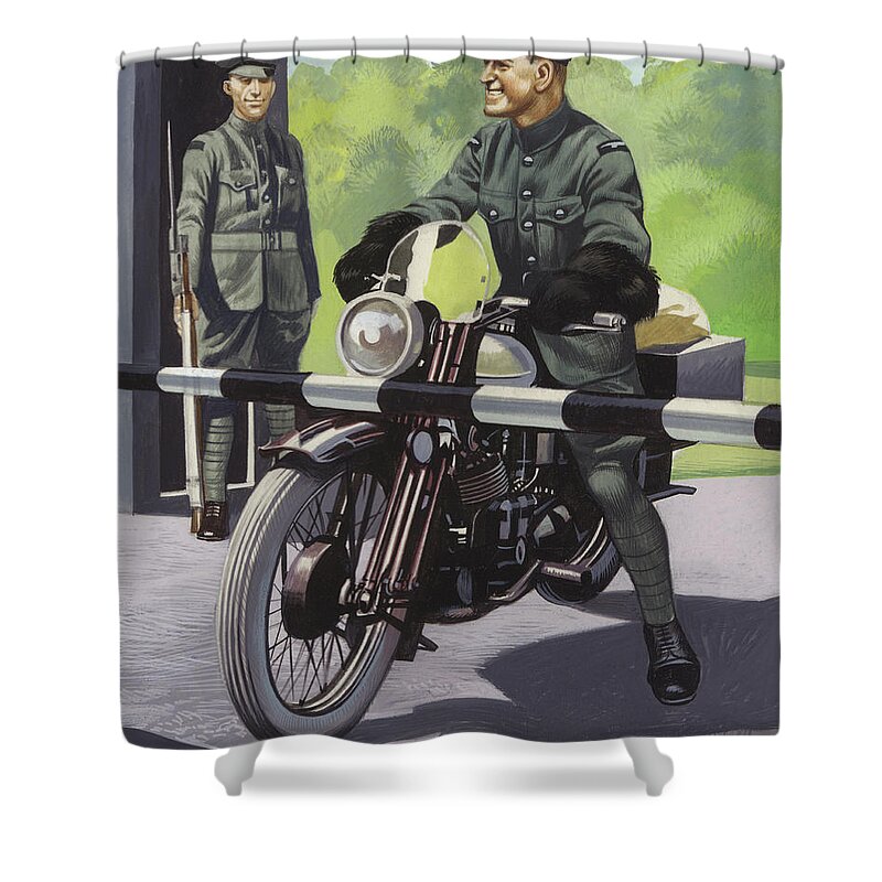 History Shower Curtain featuring the painting T E Lawrence In The Raf by Ron Embleton