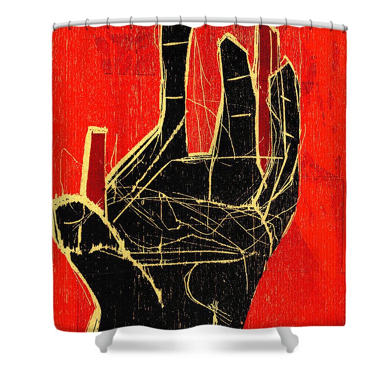 Hand Shower Curtain featuring the relief Table Hand by Edgeworth Johnstone